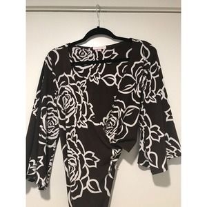 Romeo & Juliet Brown White Wrap Style Floral Midi Dress Size 10